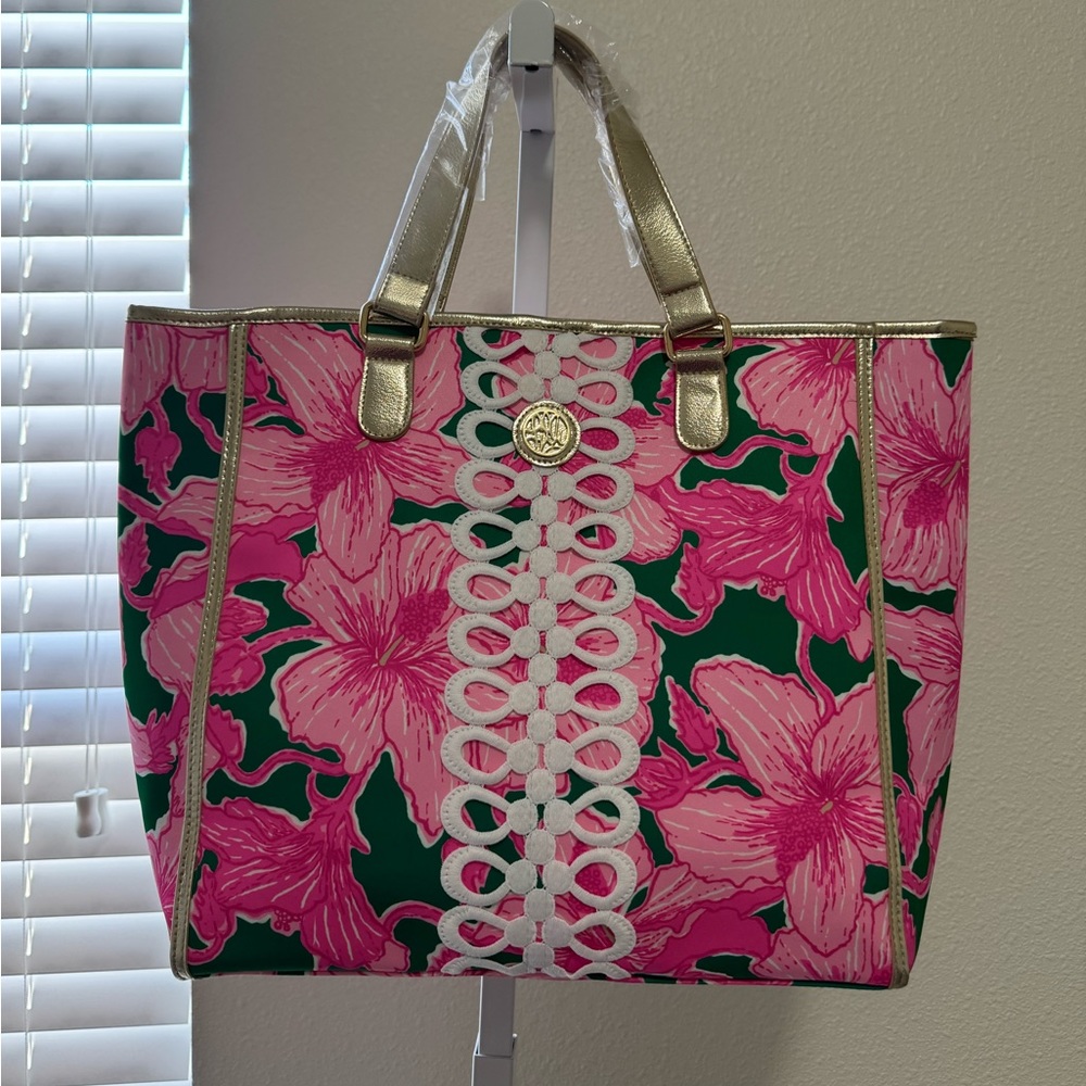 Fun & tropical pink & green tote bag! Never used -  LILLY PULITZER